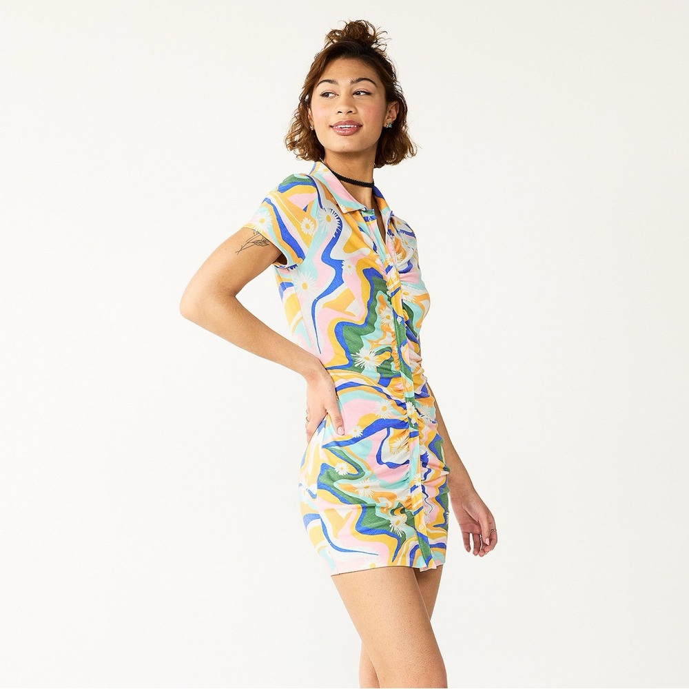 SO® Ruched Button-Down Bodycon Dress Size XXL